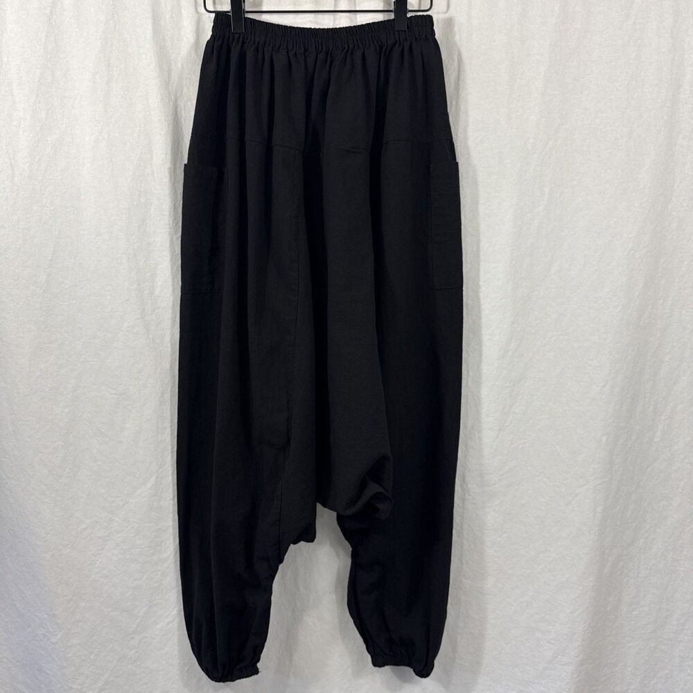 Candy Husky Black Cotton Harem Oversized Boho Drop Crotch Pants Womens Sz S READ